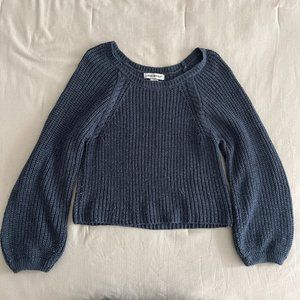 Navy balloon sleeve cropped sweater | sz M